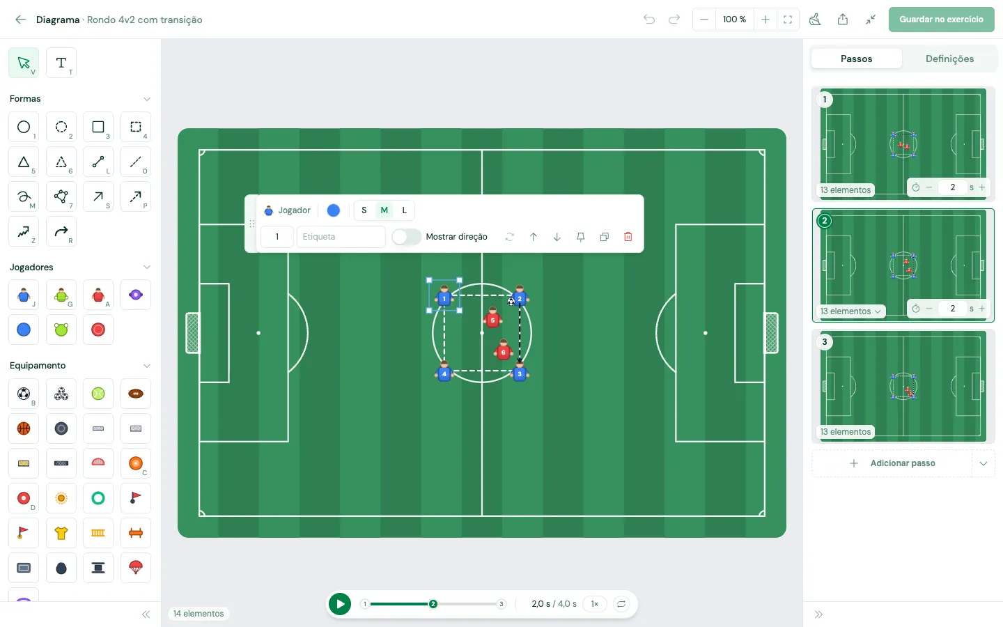 Separador Passos com o segundo passo selecionado